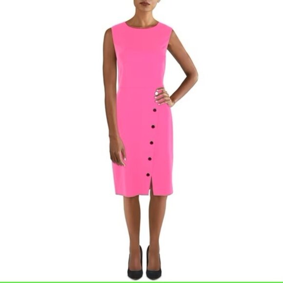 Kasper Snapped Detailed Stretch Crepe Sheath Dress - Picture 4 of 4